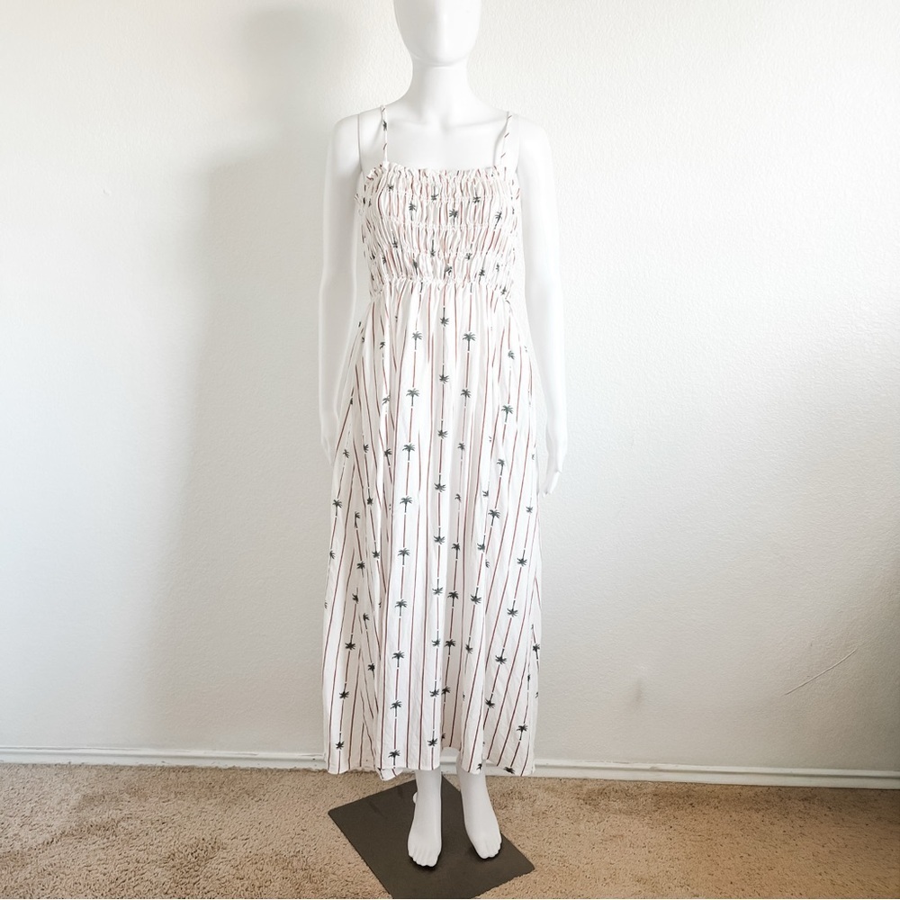 Gilli Amryn Size S Maternity Smock Palm Tree Print Linen Blend Maxi Dress